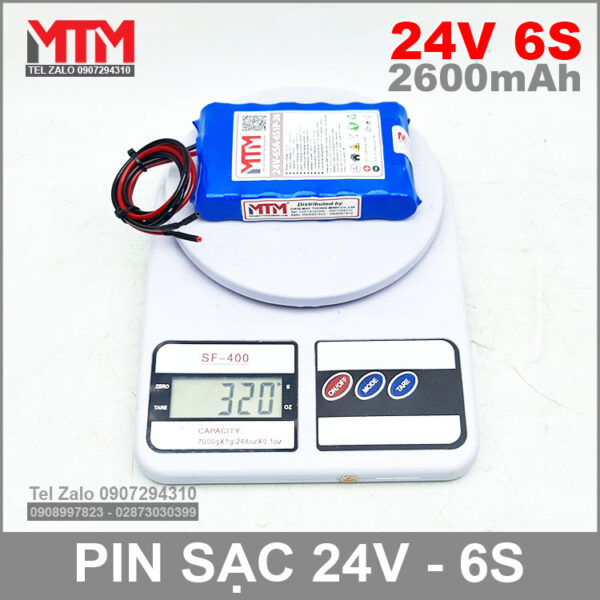 Pin sac 24V 6S 65A 2600mah 6S1P khoi luong
