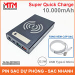 Pin sac du phong 5 cell 10000mah sac nhanh khong day QC PD