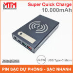 Pin sac du phong 5 cell 10000mah sac nhanh khong day QC PD 2 chieu
