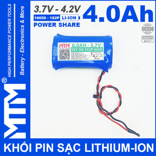 Pin sac lihtium ion 3V7 5A 4Ah 1S2P MTM