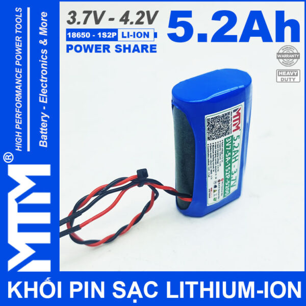 Pin sac lihtium ion 3V7 5A 5200mAh 1S2P MTM gia re