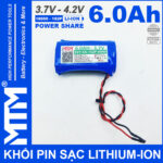 Pin sac lihtium ion 3V7 5A 6000mAh 1S2P MTM