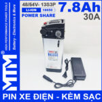 Pin xe dien 48V 54V 7800mAh 30A leb bao pin
