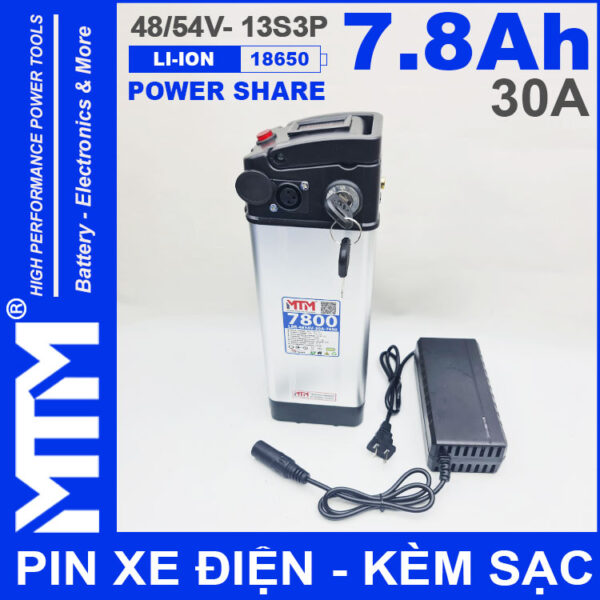 Pin xe dien 48V 54V 7800mAh 30A leb bao pin