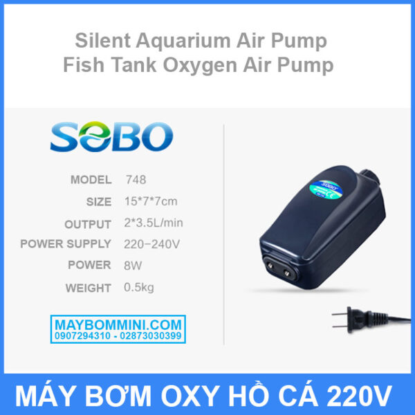 SB 748 Silent Aquarium Air Pump Fish Tank Oxygen Air Pump