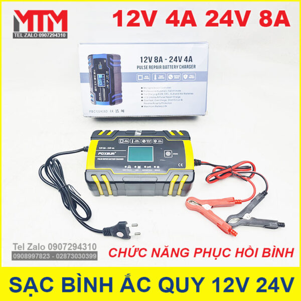 Sac binh ac quy 12V 4A 24V 8A phuc hoi tu dong