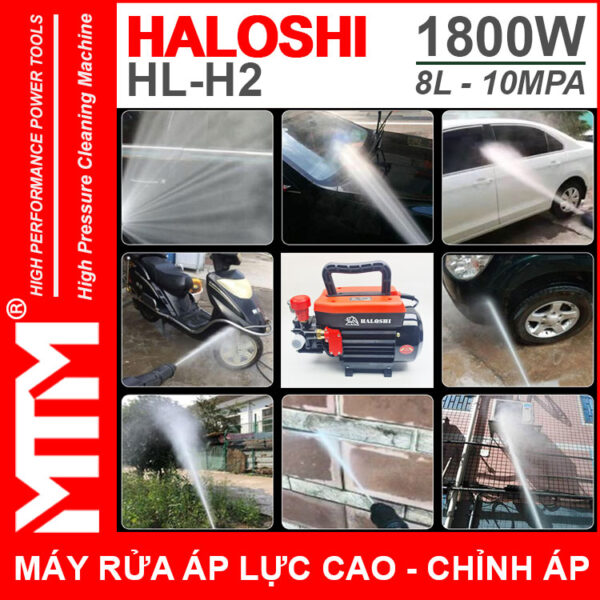Su dung may rua xe gia dinh mini ap luc cao 220V 1800W 8L 10Mpa Haloshi HL H2 loi dong chinh ap