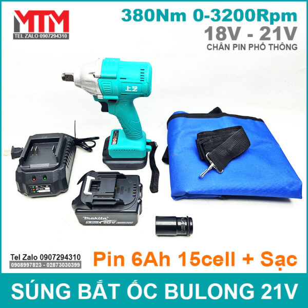 Sung ban bulong 380Nm 21V pin 6ah va sac