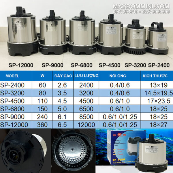 Thong so ky thuat may bom chim inox yamano