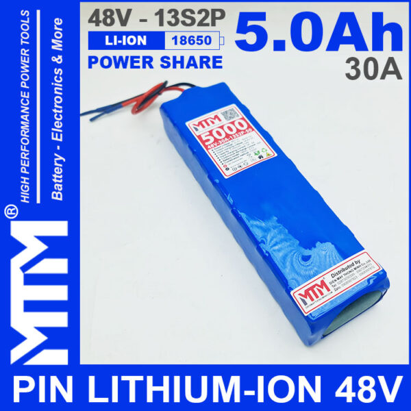 ban Pin LITHIUM ION 48V 5AH 30A 13S2P MTM 5000mah