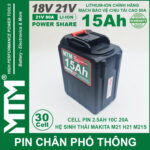 ban Pin makita chong soc 30 cell 15Ah 80A den bao pin cell 2500mah