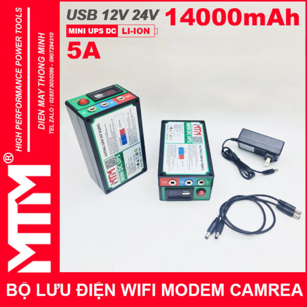 ban bo nguon du phong wifi modem camera 12V 24V 5A 14000mah led bao vont
