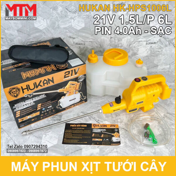 ban may phun xit tuoi cay pin chan pho thong 21V 6L Hukan