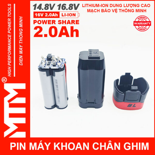 ban pin may khoan chan ghim 16v8 2ah 4cell Lishen MTM