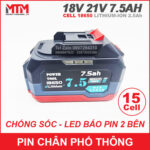 ban pin may khoan chan pho thong makita 18v 21V 15cell 7500mah chong soc
