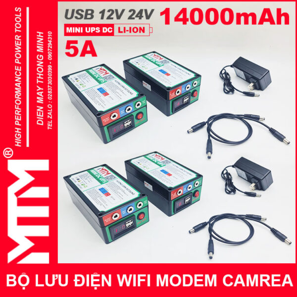 bo luu dien wifi modem camera 12V 24V 5A 14000mah led bao vont