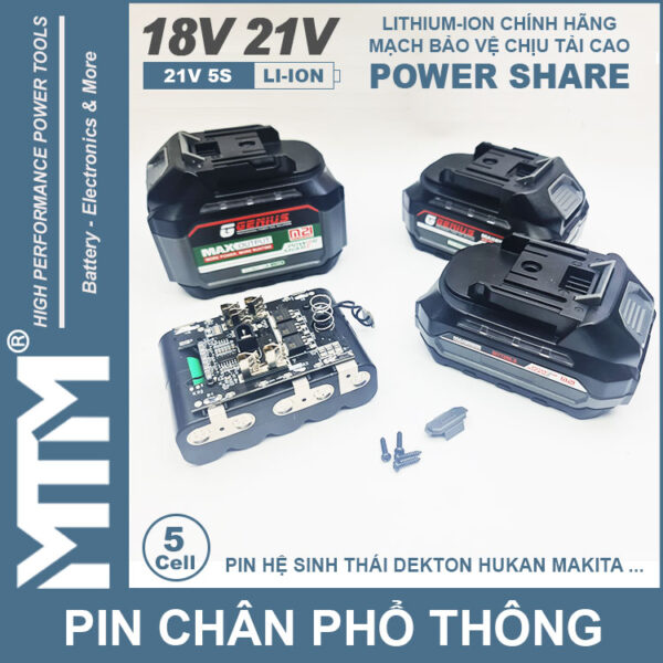 cell Pin chan pho thong 5cell 80A Led bao pin 2 ben