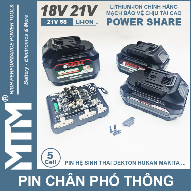 cell Pin chan pho thong 5cell 80A Led bao pin 2 ben