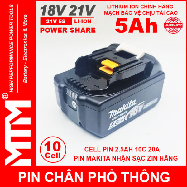 chuyen ban pin chan pho thong makita 10cell 5Ah nhan sac zin chinh hang
