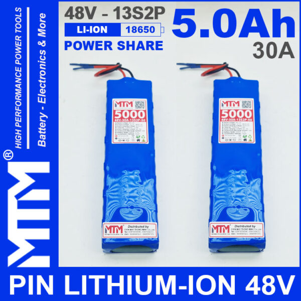 chuyen dong pin 48V 5AH 30A 13S2P MTM 5000mah