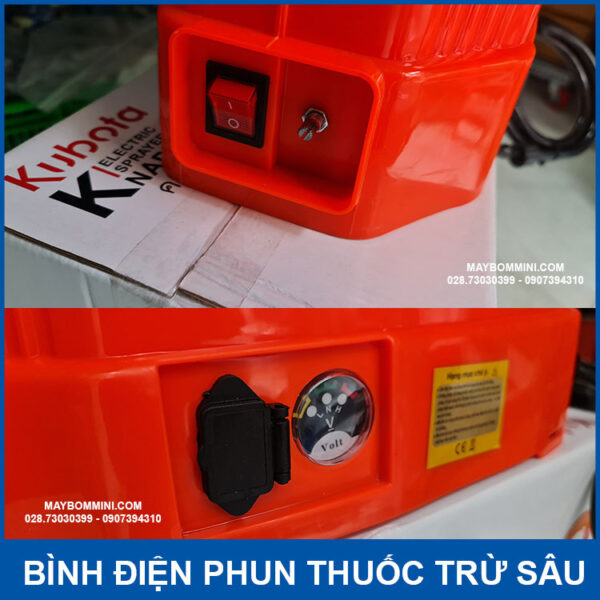 cong sac nut tat mo binh phun tru sau bang dien Kubota 16L