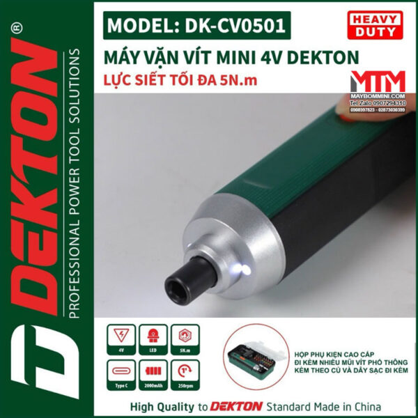 den led may chuyen vit mini DEKTON DK CV0501 4 cap do Chan sac Type C Kem nhieu phu kien