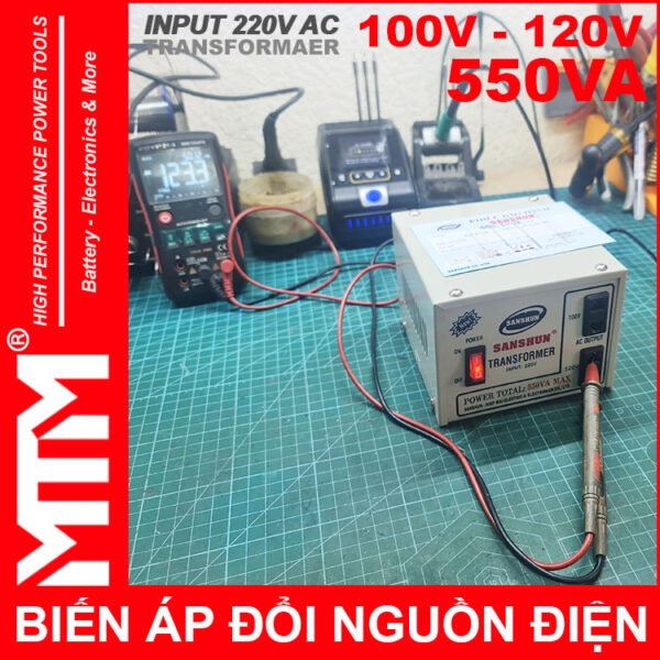 do bien ap 220v ra 110V 550VA Sanshun chinh hang
