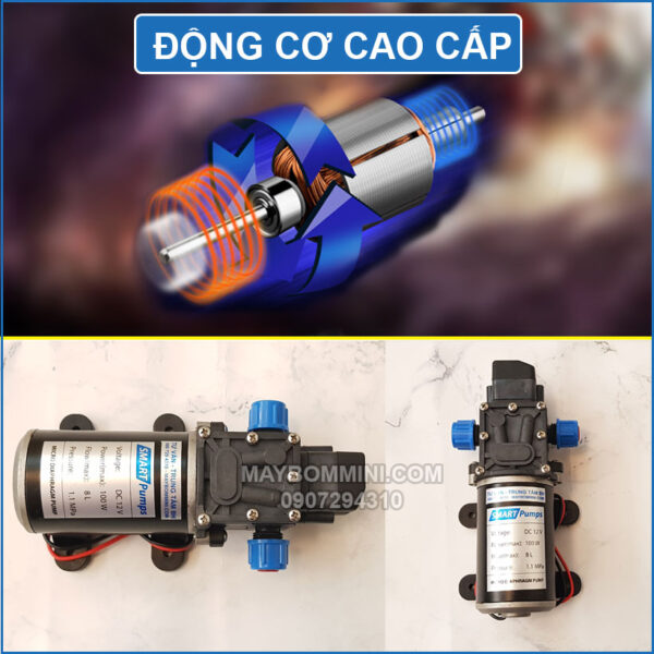 dong co may bom mini ap luc 12v 100w