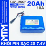 dong pin 7V 8V 10A 2S5P 21700 MTM 20000mah