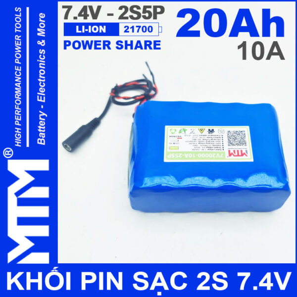 dong pin 7V 8V 10A 2S5P 21700 MTM 20000mah