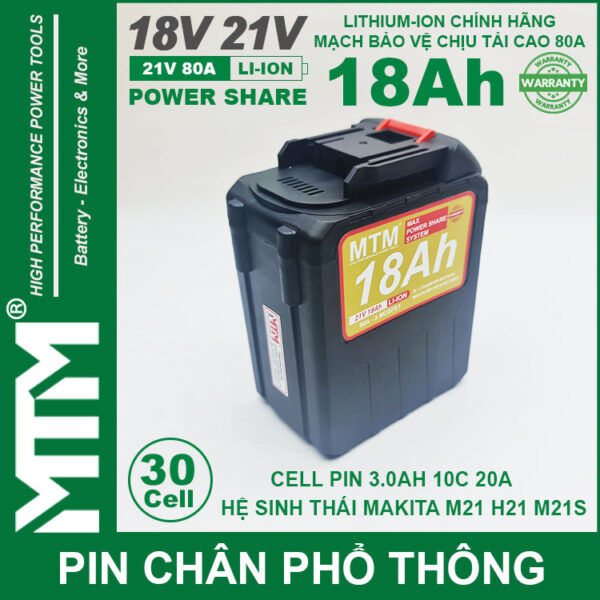 gia pin makita chong soc 30 cell 18Ah 80A den bao pin cell 3000mah