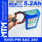 jack pin 24V 10A 6S2P 18650 MTM 5200mah