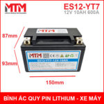 kich thuoc binh ac quy pin xe may 12V 10Ah 600A ESYT7