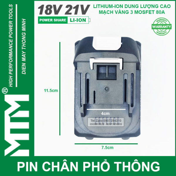 kich thuoc chan pin may makita pho thong chong soc 21v 10ah 20 cell EVE 2500