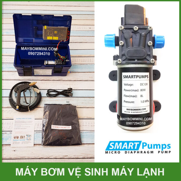 may bom ap luc mini rua ve sinh may lanh