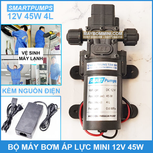 may bom nuoc mini 12v 45W kem nguon dien