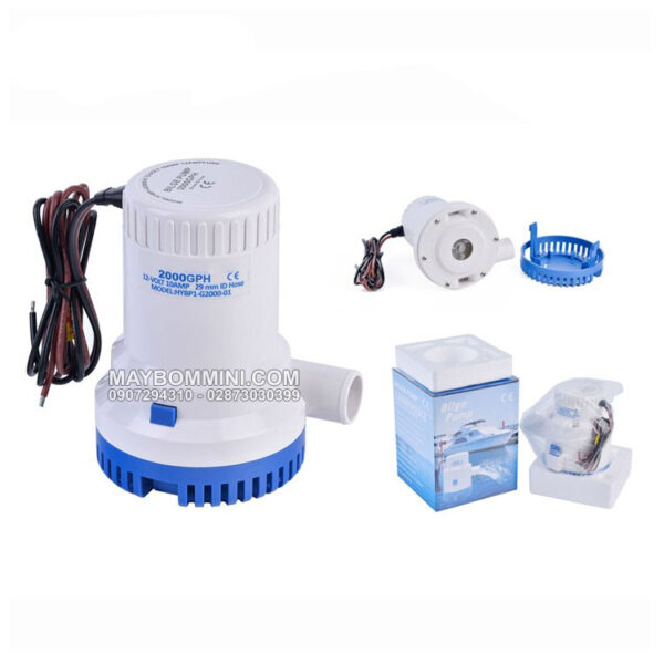 may bom nuoc thai ghe tau thuyen cano 12v