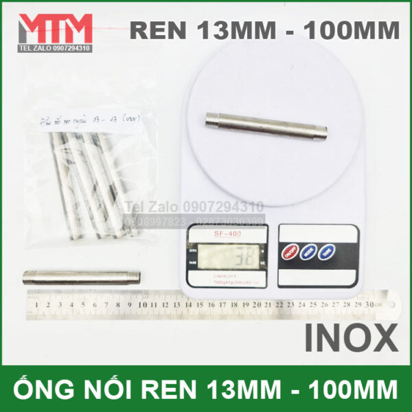noi ong inox ren 13mm 100mm