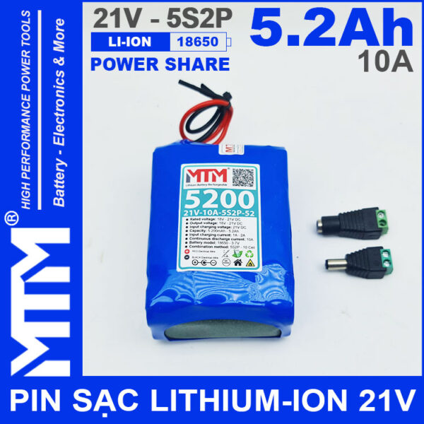 pin 21V 5200mAh 10A 5S2P MTM