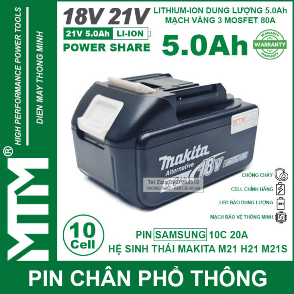 pin chan pho thong M21 Hukan Makita18V 21V 10CELL samsung 25r 5000mah