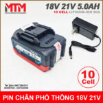 pin chan pho thong M21 Hukan Makita18V 21V 10cell 5Ah kem sac adapter 2A