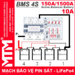 so do lap mach bao ve pin sat 4S 150A 1500A 12V8 can bang chu dong 10A gia re