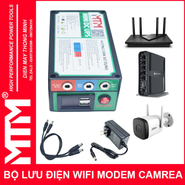 su dung UPS wifi modem camera 12V 24V 5A 14000mah led bao vont