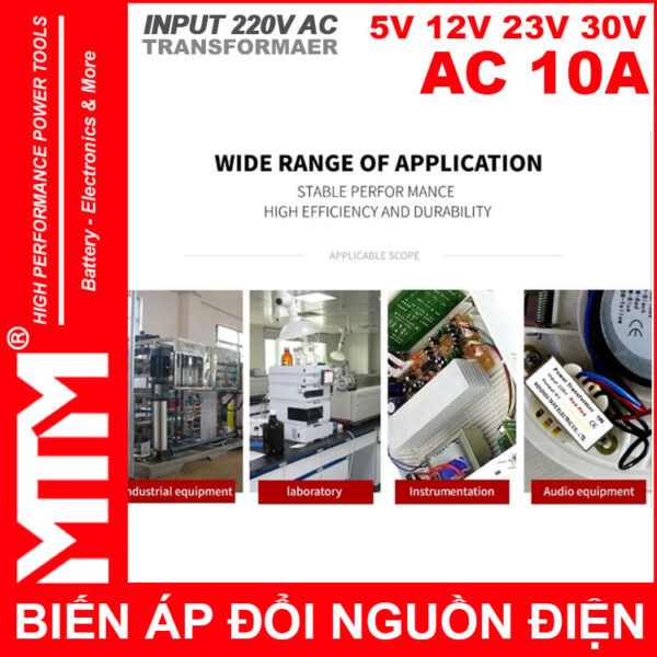 su dung bien the bien ap tang pho doi dien AC 220V ra 5V 12V 23V 30V 10A Minh Quang