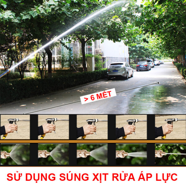 su dung sung xit rua xe ap luc chinh tia