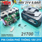 thao pin chan pho thong 18V 21V 8Ah cell 21700