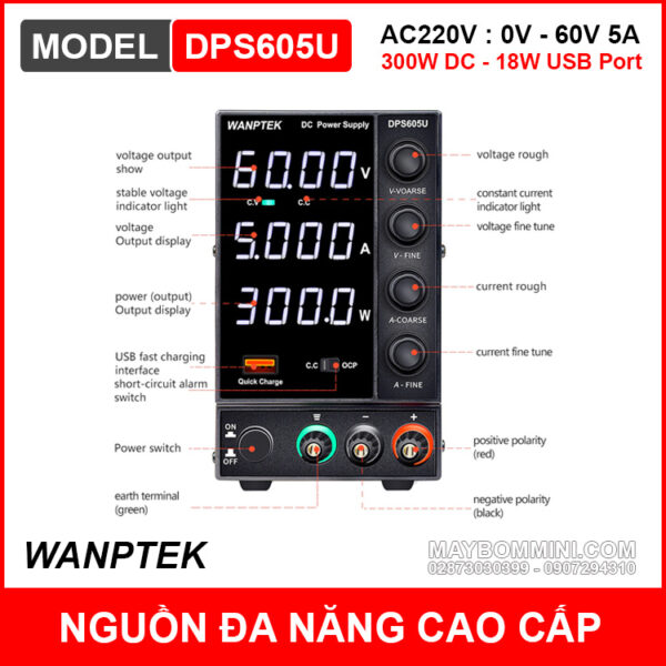 thong so chuc nang nguon da nang 60V 5A USB DPS605U WANPTEK