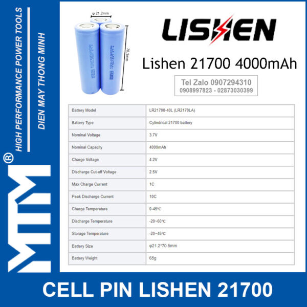 thong so ky thuat cell 21700 Lishen