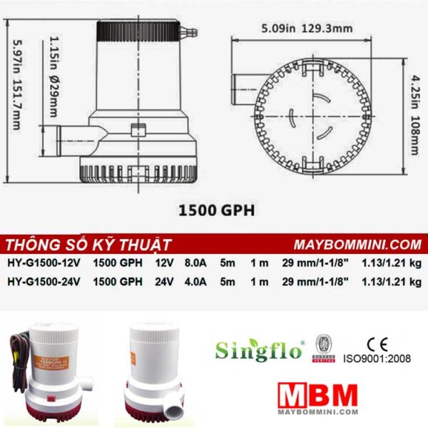thong so ky thuat may bom chim