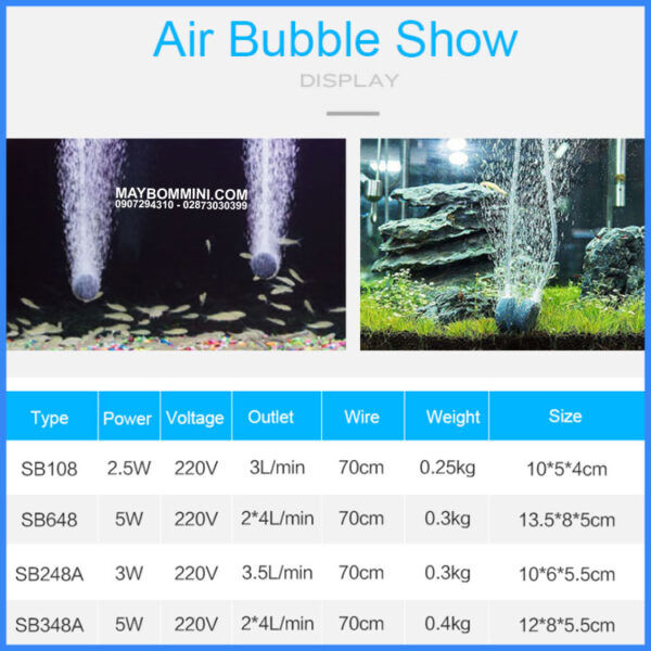 thong so ky thuat may bom oxy SOBO chinh hang